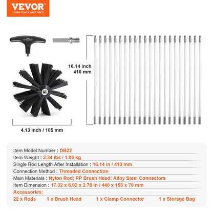 914.4CM Dryer Vent Cleaner Kit, 22 Pieces Duct Cleaning Brush, Reinforced Nylon Dryer Vent Brush, Dryer Cleaning Tools Lint Remover with Flexible Lint Trap Brush, Clamp Connectors