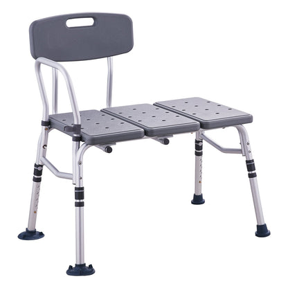 Tub Transfer Bench for Bathtub, Adjustable Shower Seats for Adults, Lightweight Shower Bench for Elderly and Disabled, Non-Slip Bath Seats with Armrest and Reversible Backrest, 400lbs Capacity