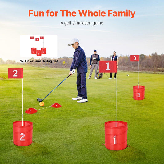 Backyard Golf Game 3 Hole Portable Bucket Golf Game for Kids and Adults.
