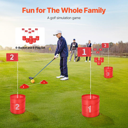 Backyard Golf Game, 6 Hole Golf Course, Golf Game Practice Games, Golf Chipping Game for Family, Adults and Kids, Portable Outdoor Yard Golf Game for Lawn, Yard, Camping, Park, Beach.