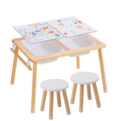 Kids Sensory Table & Chair Set Sand Water Play Table with 2 Storage Bins.