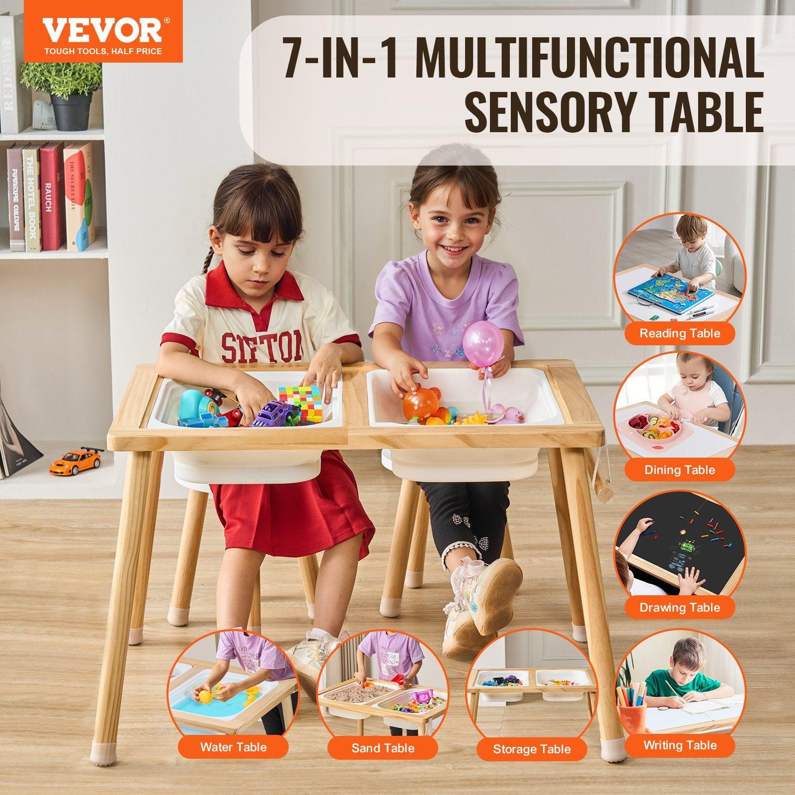 Kids Sensory Table & Chair Set Sand Water Play Table with 2 Storage Bins.