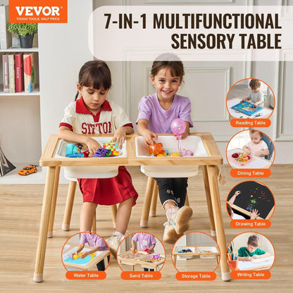 Kids Sensory Table & Chair Set Sand Water Play Table with 2 Storage Bins.