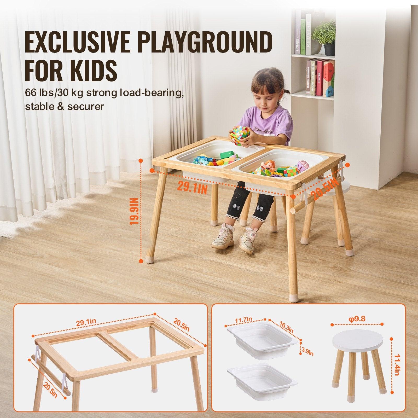 Kids Sensory Table & Chair Set Sand Water Play Table with 2 Storage Bins.