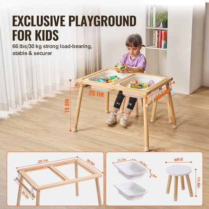 Kids Sensory Table & Chair Set Sand Water Play Table with 2 Storage Bins.