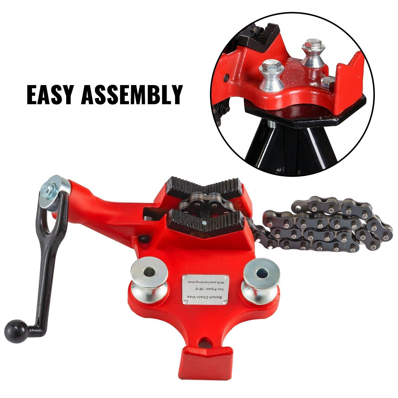 Screw Bench Chain Vice For 1/8'' to 5'' Pipe Bench Vice With Crank Handle.