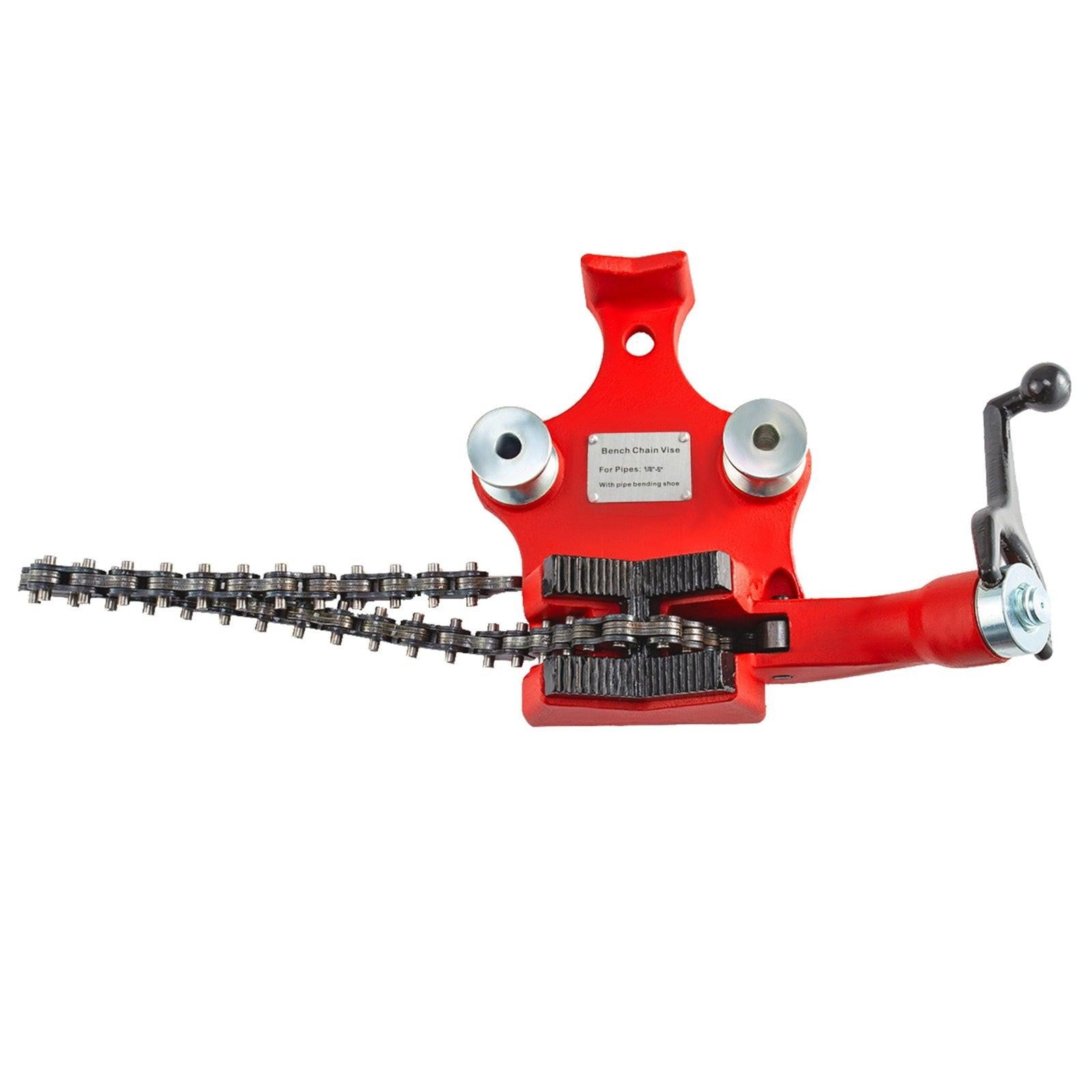 Screw Bench Chain Vice For 1/8'' to 5'' Pipe Bench Vice With Crank Handle.