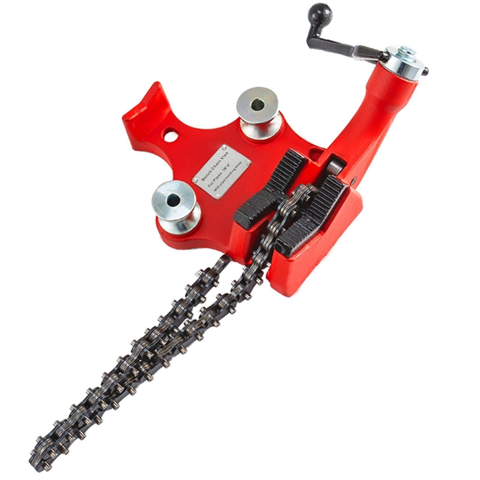 Screw Bench Chain Vice For 1/8'' to 5'' Pipe Bench Vice With Crank Handle.