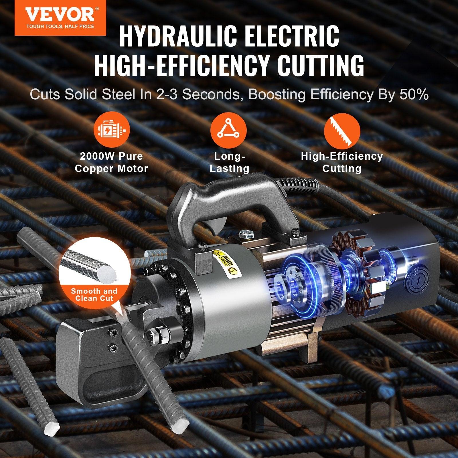 2000W Electric Hydraulic Rebar Cutter Cutting up to 1 Inch #8 4-25mm.