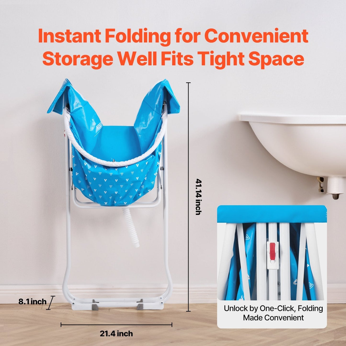 Portable Dog Bathtub, Elevated & Foldable Space-saving Pet Shower Station with Quick Drainage, Bathing Tub for Washing & Grooming Small and Medium Size Dogs and Cats Indoor & Outdoor, Light Blue