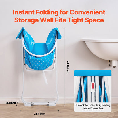 Portable Dog Bathtub, Elevated & Foldable Space-saving Pet Shower Station with Quick Drainage, Bathing Tub for Washing & Grooming Small and Medium Size Dogs and Cats Indoor & Outdoor, Light Blue