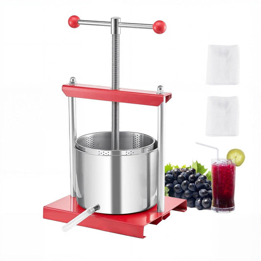 Fruit Wine Press Manual Press for Wine Making 1.6 Gal/6L Stainless Steel.