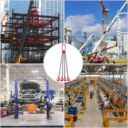 4 Legs Lifting Hook Chain Sling 2Mx8MM, 4T Lifting Chain Sling Legs Steel Factories Steel Powder Coating Lifting Chain High Temperature Resistance