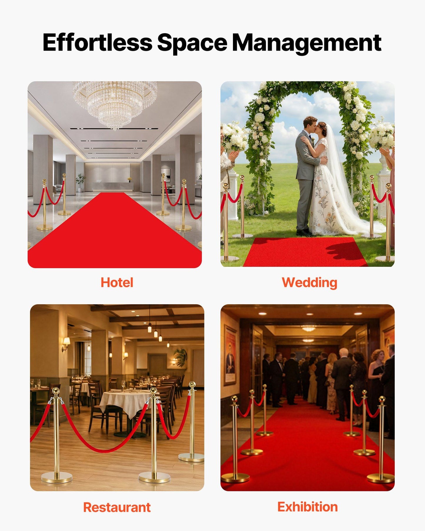 4 Pcs Red Velvet Stanchion Ropes, 1.5 m Crowd Control Stanchion Red Velvet Ropes with Silver Hooks, Post Queue Barrier Carpet Rope for Carpet Events Movie Theaters Grand Openings Hotels Party