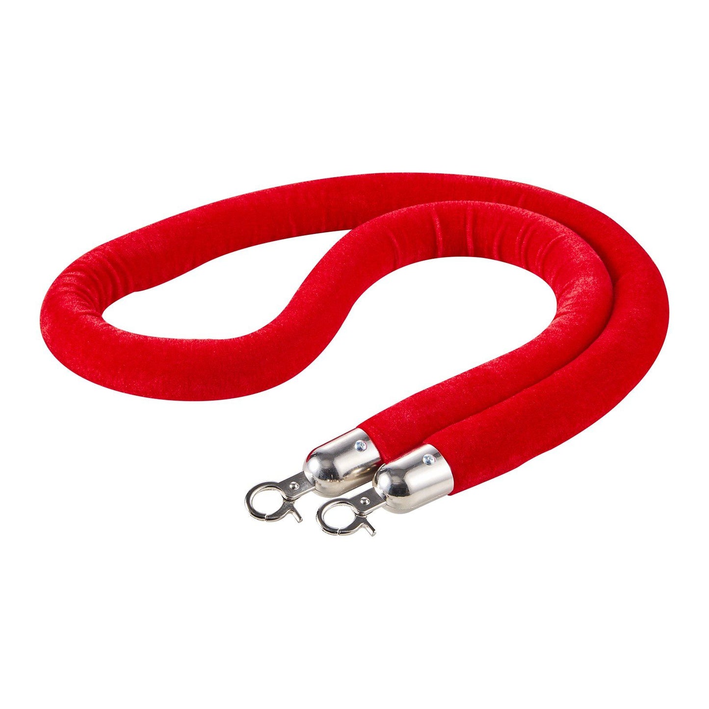 4 Pcs Red Velvet Stanchion Ropes, 1.5 m Crowd Control Stanchion Red Velvet Ropes with Silver Hooks, Post Queue Barrier Carpet Rope for Carpet Events Movie Theaters Grand Openings Hotels Party
