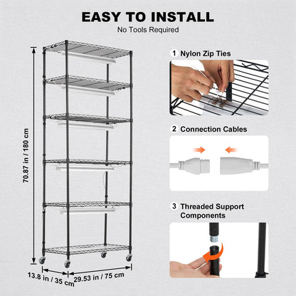DIY Plant Stand with Grow Lights 6 Tiers 192W 70.9" Tall Plant Grow Shelf