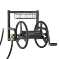 Wall Mounted Garden Hose Reel 125ft 5/8 in Metal Hose Reel with Basket.