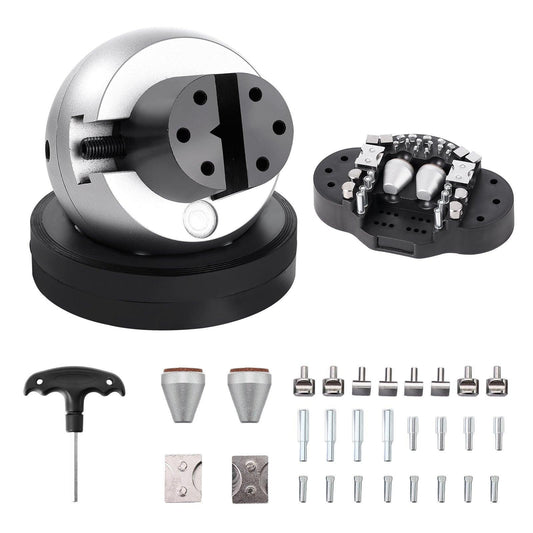 Engraving Block 5 inch Ball Vise Setting Jewelry Ball Vise Engraving with 34PCS Attachment and Rubber Base.
