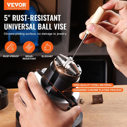 Engraving Block 5 inch Ball Vise Setting Jewelry Ball Vise Engraving with 34PCS Attachment and Rubber Base.