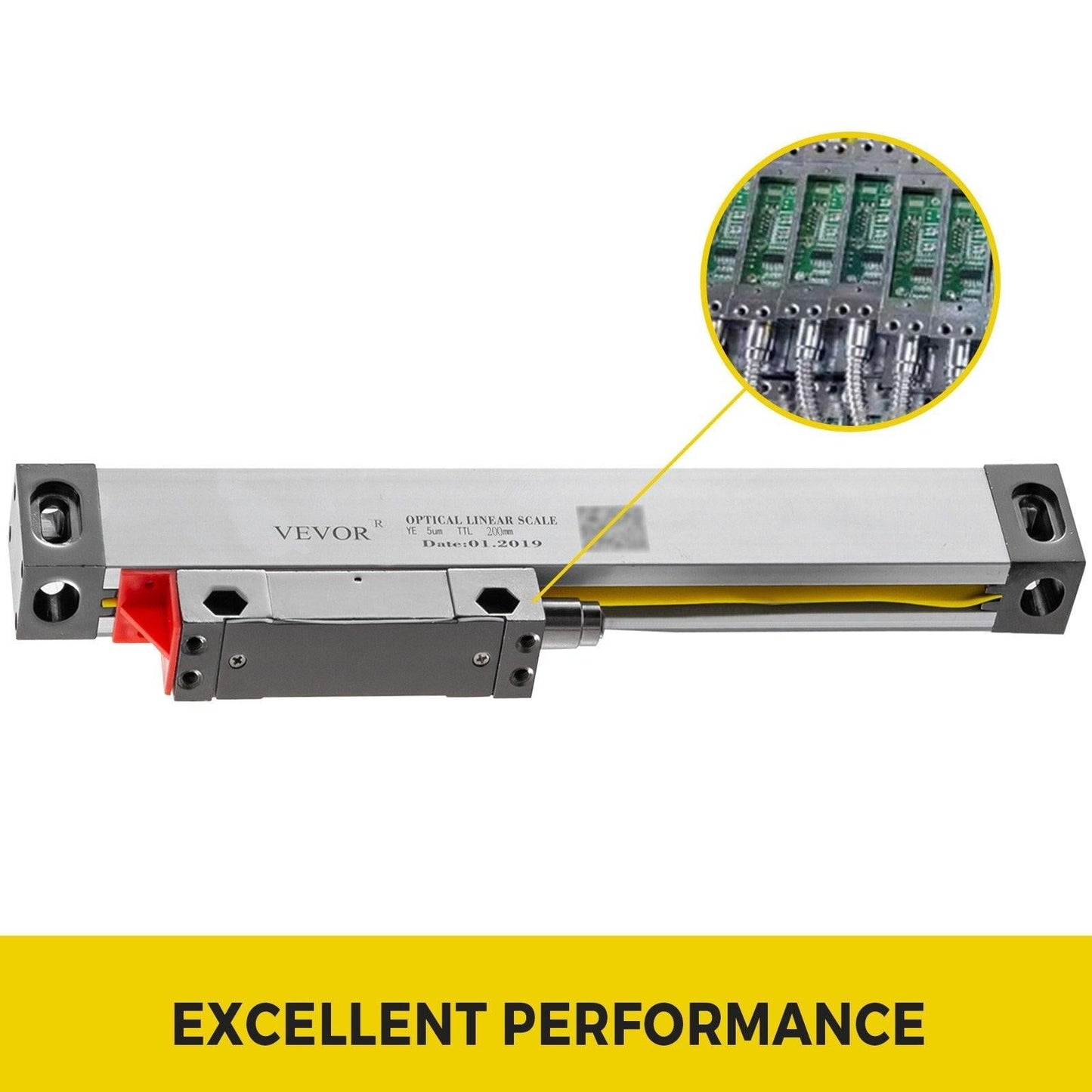 1 Axis Lathe Linear Scale 200mm with Accuracy 0.0002" Optical Length Precision Linear Scale Aluminum Body for Mill Milling Lathe Machine with Accessories (200mm(8")).