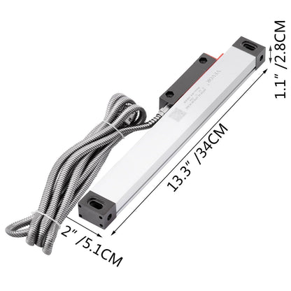 1 Axis Lathe Linear Scale 200mm with Accuracy 0.0002" Optical Length Precision Linear Scale Aluminum Body for Mill Milling Lathe Machine with Accessories (200mm(8")).