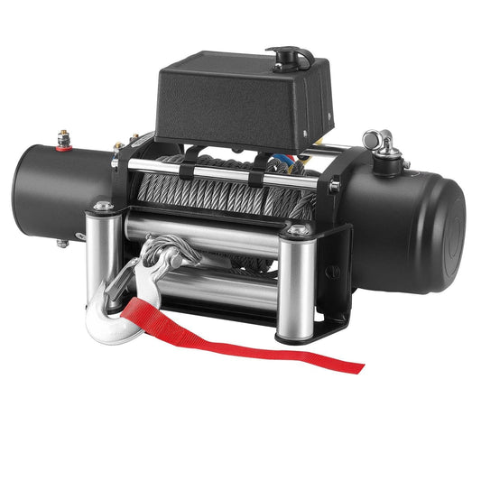 Electric Winch, 5400 kg Load Capacity, 12V DC Truck Winch with Î¦9.1 mm x 26 m Steel Rope, Wireless & Wired Remote Control, Suitable for Towing SUV Jeep Trailer Boat Off-Road Vehicle.