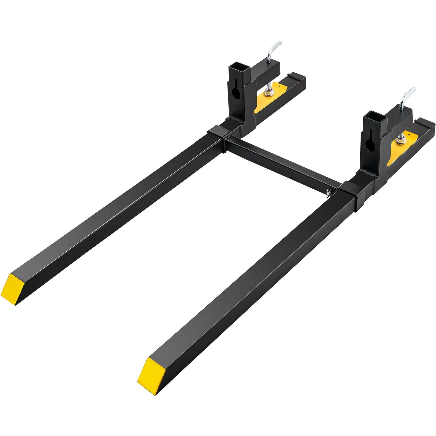 Pallet Forks, 907 kg Tractor Bucket Forks, 1490 mm Total Length Clamp on Pallet Forks with Adjustable Stabilizer bar, Heavy Duty Pallet Forks for Tractor Attachments, Skid Steer, Loader Bucket