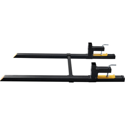 Pallet Forks, 907 kg Tractor Bucket Forks, 1490 mm Total Length Clamp on Pallet Forks with Adjustable Stabilizer bar, Heavy Duty Pallet Forks for Tractor Attachments, Skid Steer, Loader Bucket