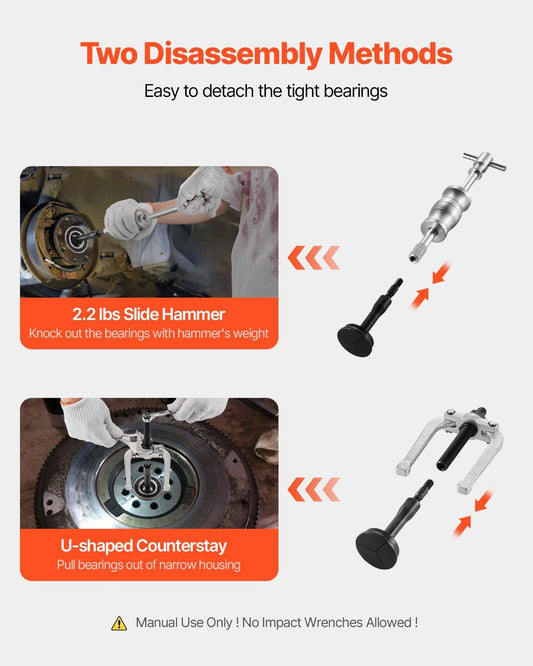 Blind Hole Bearing Puller Set, 16-in-1 Inner Bearing Race and Seal Extractor Kit, 16 PCS Slide Hammer Pilot Insert Inner Internal Bearing Removal Tool Set with 10 Split Collets and Counterstay.