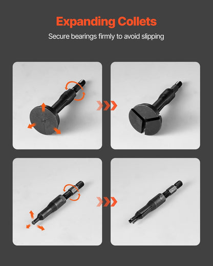 Blind Hole Bearing Puller Set, 16-in-1 Inner Bearing Race and Seal Extractor Kit, 16 PCS Slide Hammer Pilot Insert Inner Internal Bearing Removal Tool Set with 10 Split Collets and Counterstay.