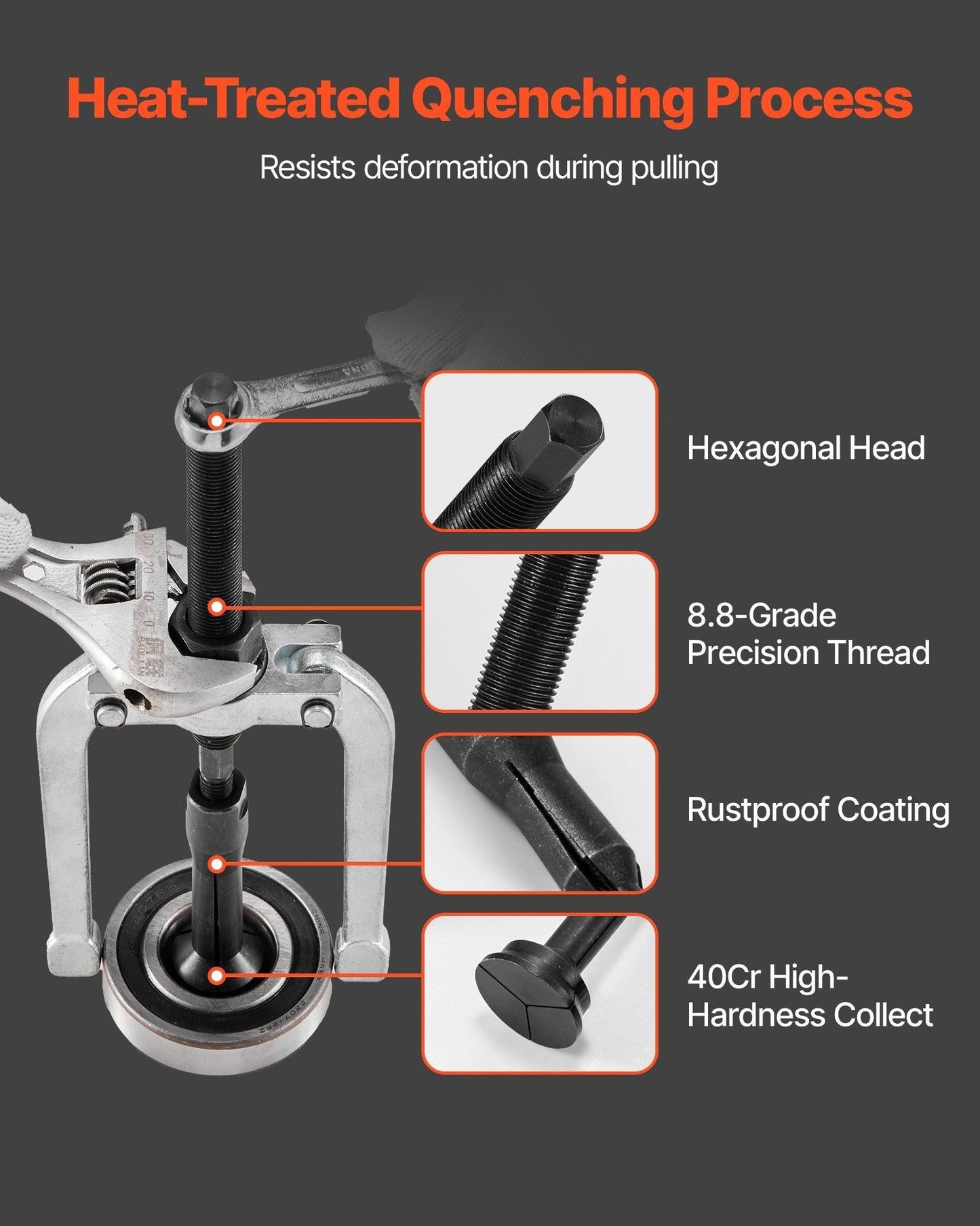 Blind Hole Bearing Puller Set, 16-in-1 Inner Bearing Race and Seal Extractor Kit, 16 PCS Slide Hammer Pilot Insert Inner Internal Bearing Removal Tool Set with 10 Split Collets and Counterstay.