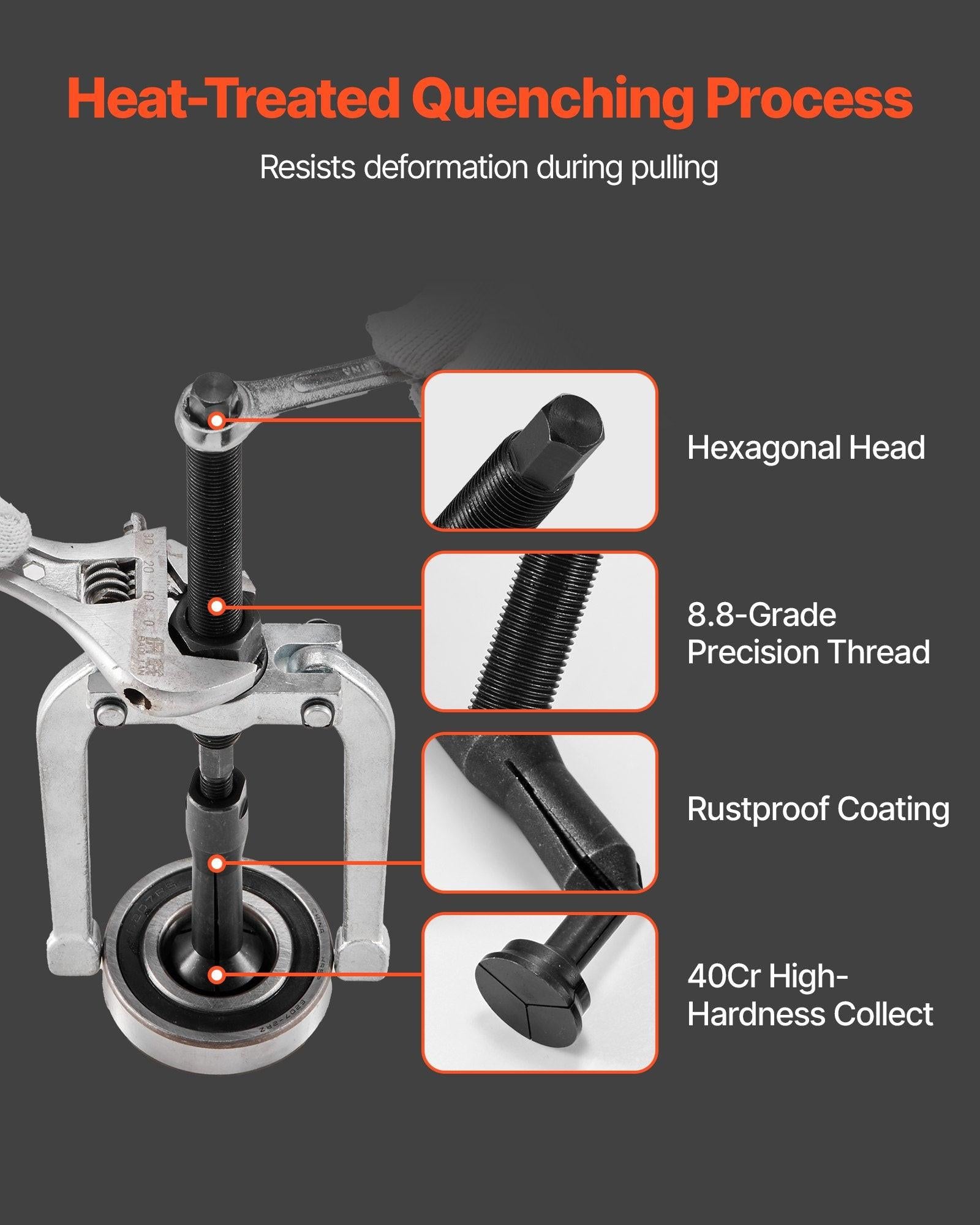 Blind Hole Bearing Puller Set, 16-in-1 Inner Bearing Race and Seal Extractor Kit, 16 PCS Slide Hammer Pilot Insert Inner Internal Bearing Removal Tool Set with 10 Split Collets and Counterstay.