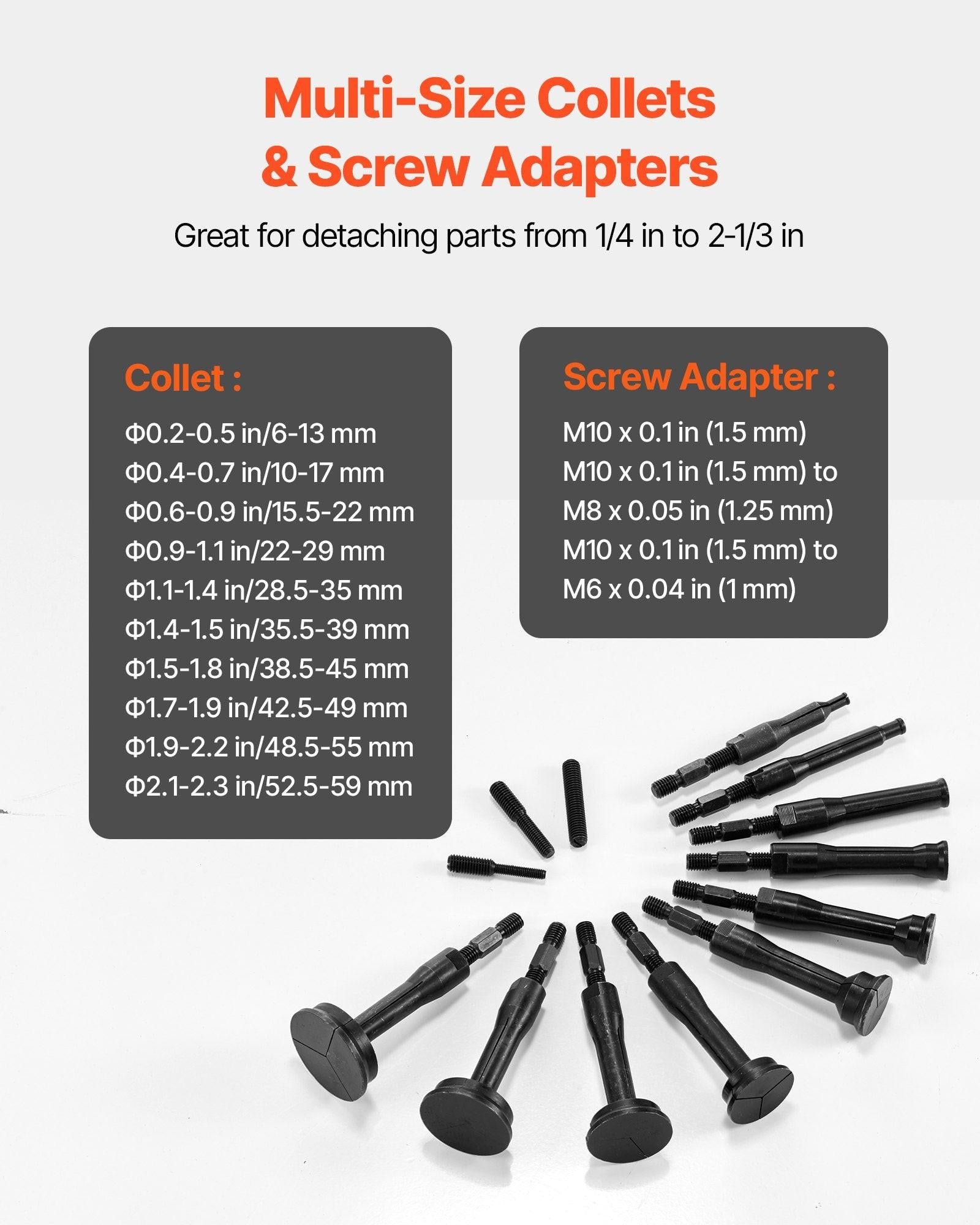 Blind Hole Bearing Puller Set, 16-in-1 Inner Bearing Race and Seal Extractor Kit, 16 PCS Slide Hammer Pilot Insert Inner Internal Bearing Removal Tool Set with 10 Split Collets and Counterstay.