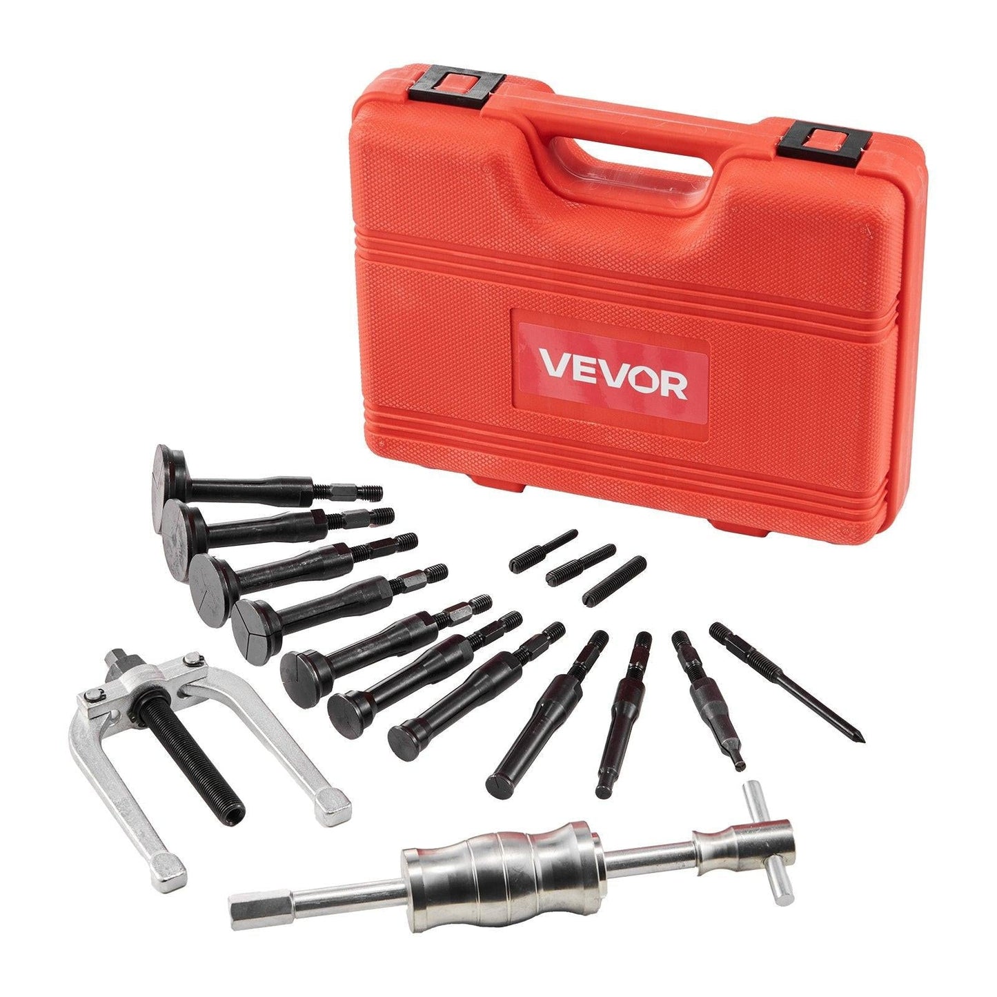 Blind Hole Bearing Puller Set, 16-in-1 Inner Bearing Race and Seal Extractor Kit, 16 PCS Slide Hammer Pilot Insert Inner Internal Bearing Removal Tool Set with 10 Split Collets and Counterstay.