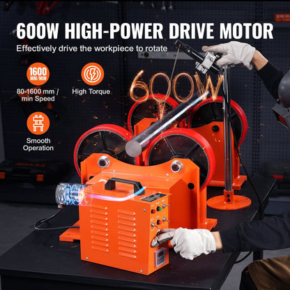 Turning Rolls Linkage Roller, 1000KG/2205LBS Loading Welding Turning Roll, 25-1400mm Diameter, 80-1600 mm/min Rotary Welding Positioner & Welding Torch Stand for Welding Equipment Support