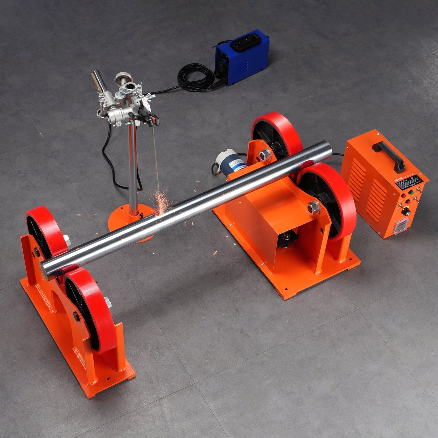 Turning Rolls Linkage Roller, 1000KG/2205LBS Loading Welding Turning Roll, 25-1400mm Diameter, 80-1600 mm/min Rotary Welding Positioner & Welding Torch Stand for Welding Equipment Support