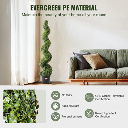 2 Pack 152.4cm Artificial Boxwood Topiary Tree Faux Plant UV Decor In/Outdoor