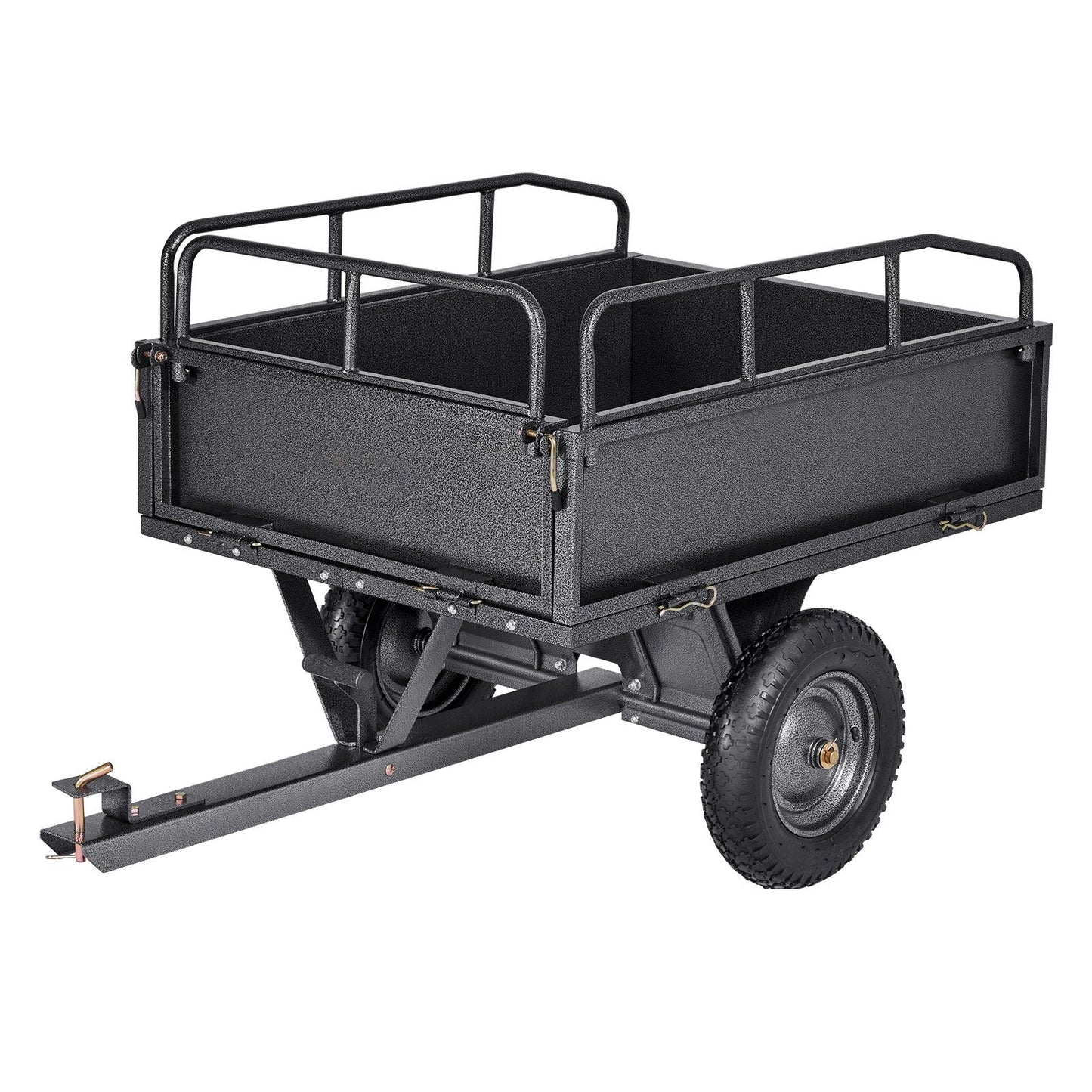 Garden Utility Trailer, 10 Cu. Ft & 227 kg Capacity, ATV UTV Hauling Trailer, Tow Behind Steel Dump Cart with 14" Tires, Hand Pull or Foot Pedal, Heavy Duty Yard Trailers for Lawn Mower Tractor