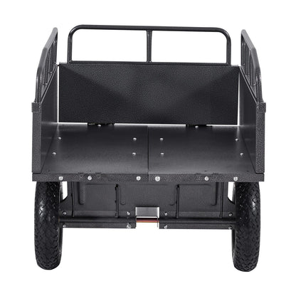 Garden Utility Trailer, 10 Cu. Ft & 227 kg Capacity, ATV UTV Hauling Trailer, Tow Behind Steel Dump Cart with 14" Tires, Hand Pull or Foot Pedal, Heavy Duty Yard Trailers for Lawn Mower Tractor