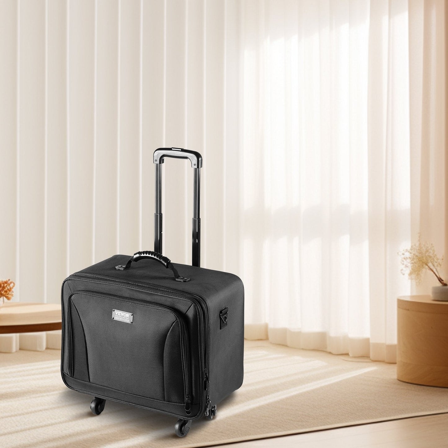 Rolling Makeup Train Case Large Storage 3 Tiers, Convenient Carry With Handle, Wheels, Strap, Professional Makeup Storage Organizer Box Make Up Carrier Waterproof Oxford, Black