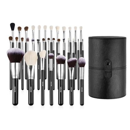 34-Piece Makeup Brush Set, Professional Brushes Kit for Foundation Blending Eyeshadow Concealer Blush - with Soft Bristles, Ergonomic Wood Handle, Travel-Friendly Case Included