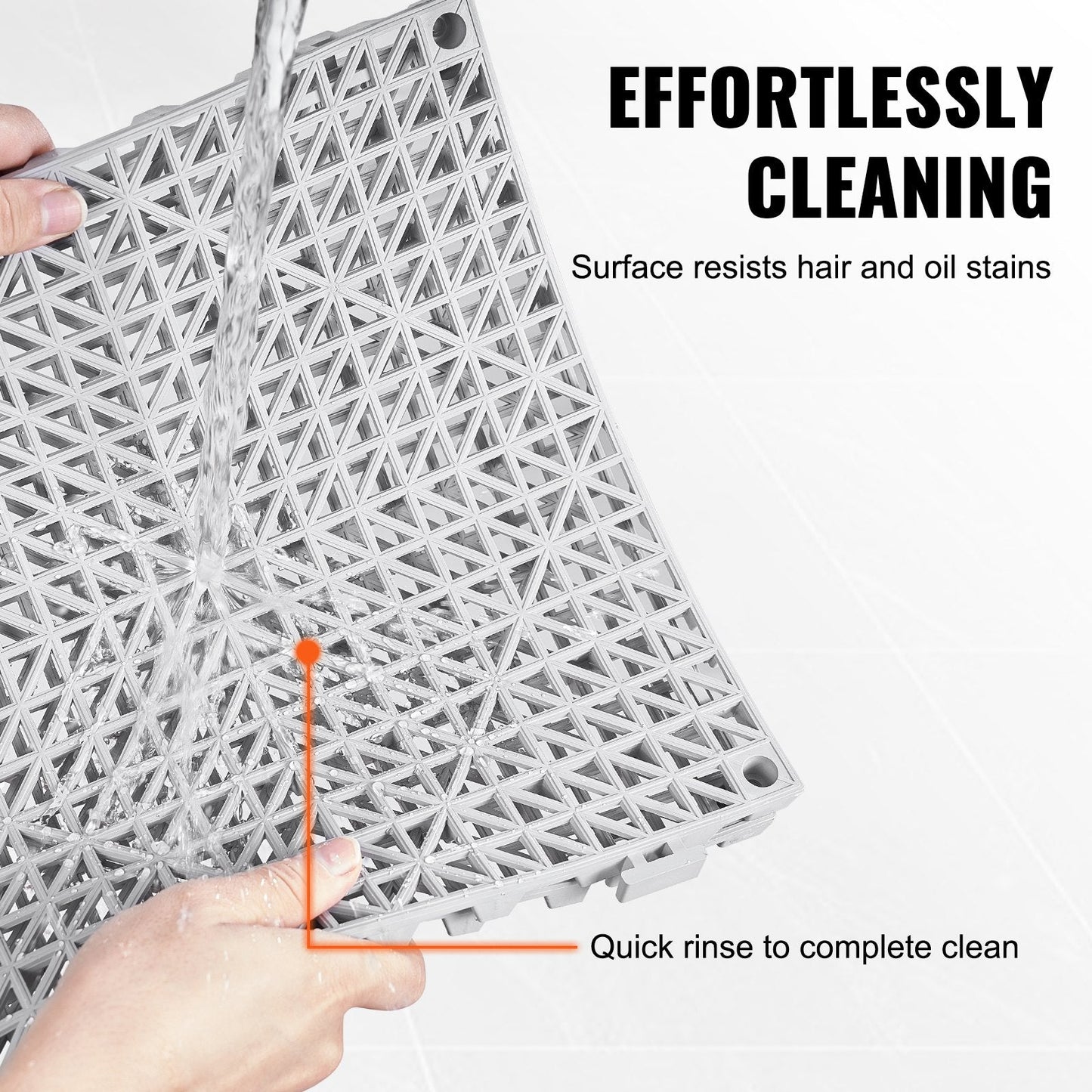 Modular Interlocking Cushion, 55 Pack 30 x 30 cm Splicing Drainage Mats, Soft PVC Interlocking Drainage Floor Tiles, Non-Slip Drainage Holes for Restroom, Bathroom, Kitchen, Pool, Wet Area, Gray