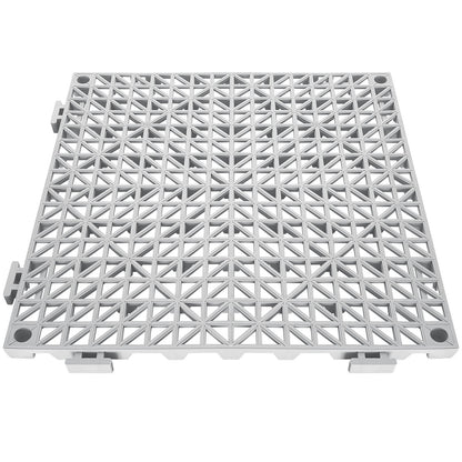 Modular Interlocking Cushion, 55 Pack 30 x 30 cm Splicing Drainage Mats, Soft PVC Interlocking Drainage Floor Tiles, Non-Slip Drainage Holes for Restroom, Bathroom, Kitchen, Pool, Wet Area, Gray