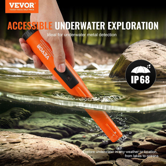 Metal Detector Pinpointer, IP68 Fully Waterproof Handheld Pin Pointer Wand, 11.4 cm Detection Depth, 3 Modes, Professional Treasure Hunting Probe with Holster and 9V Battery, for Adults and Kids.