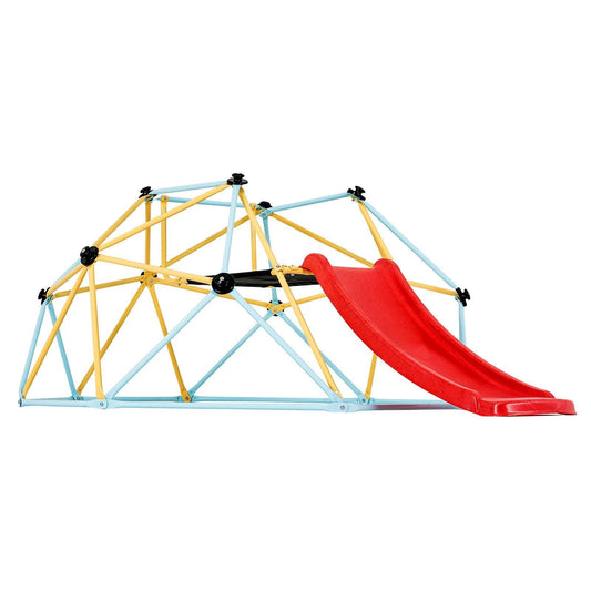 Climbing Dome, 8FT Geometric Dome Climber with Slide, for Kids 3 to 9 Years Old, Jungle Gym Supports 600LBS and Easy Assembly, with Climbing Grip, Outdoor and Indoor Play Equipment for Kids.