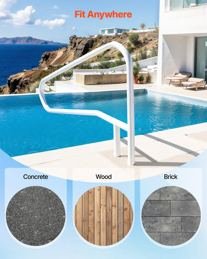 Pool Rail, 137.1 x 81.3 cm Pool Handrail, 100kg Load Capacity Heavy Duty Stainless Steel Swimming Handrail, Seamless Welding, Recessed or Base Mount, for Poolside, Water Parks, Spa Centers