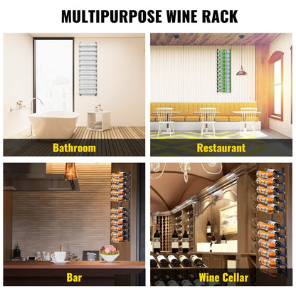 Wall Mounted Wine Rack, 12x2 Bottles Wine Holder Towel Rack, Black Steel Vertical Wine Rack, Modern Decorative Wall Mounted Wine Bottle Holder, Forward Design Simple Storage Wall Rack 48x11x1 In