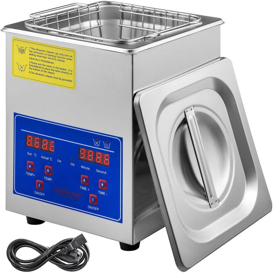 Ultrasonic Cleaner 2L Jewelry Cleaning with Digital Timer Ultrasonic Cleaning Machine for Jewellery Rings Watches Eyeglasses Dentures Coins Metal Parts Commercial and Home Use.