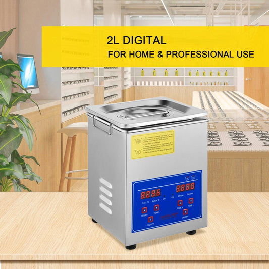 Ultrasonic Cleaner 2L Jewelry Cleaning with Digital Timer Ultrasonic Cleaning Machine for Jewellery Rings Watches Eyeglasses Dentures Coins Metal Parts Commercial and Home Use.