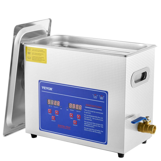 Brand New 6 Liter Stainless Steel Digital Ultrasonic Cleaner w/ Bracket & Drainage System.